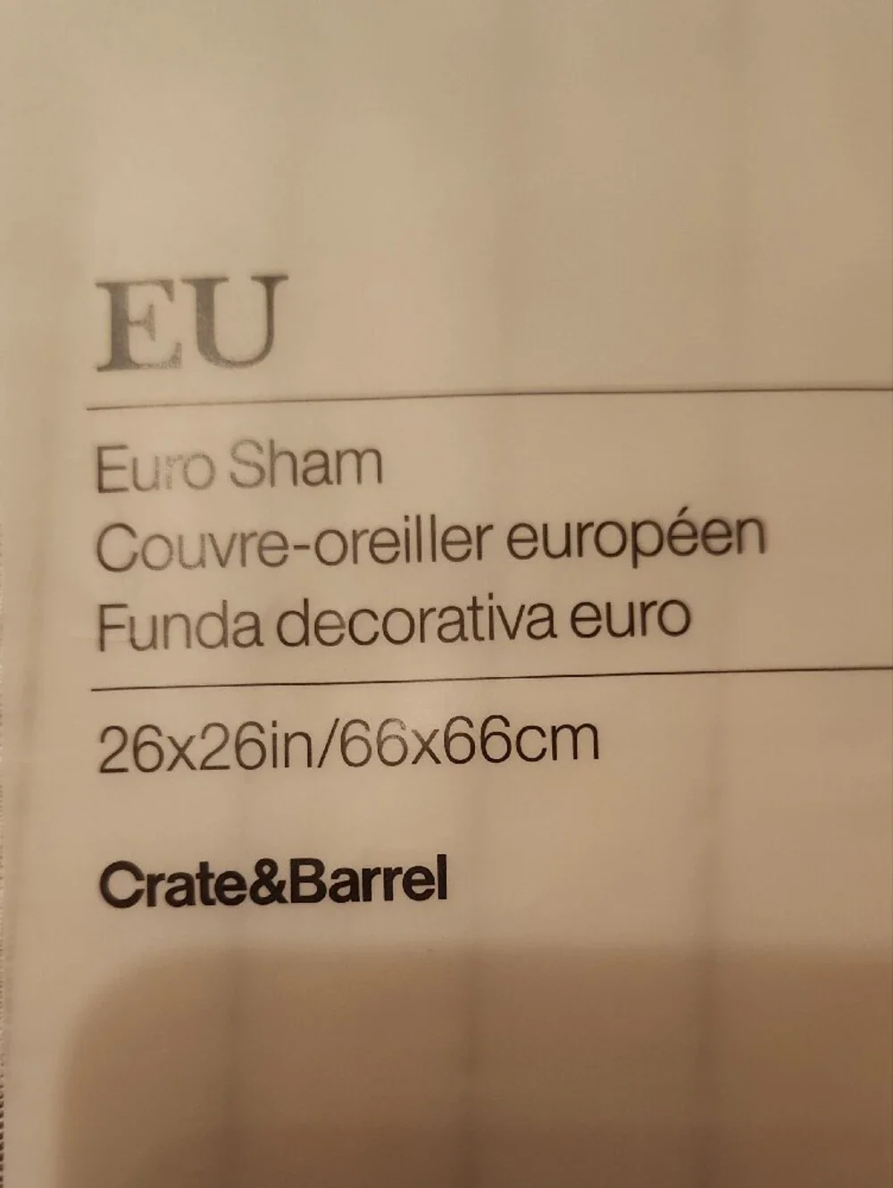 Linen Euro Sham Warm White With Grey Pinstripes BRAND NEW
